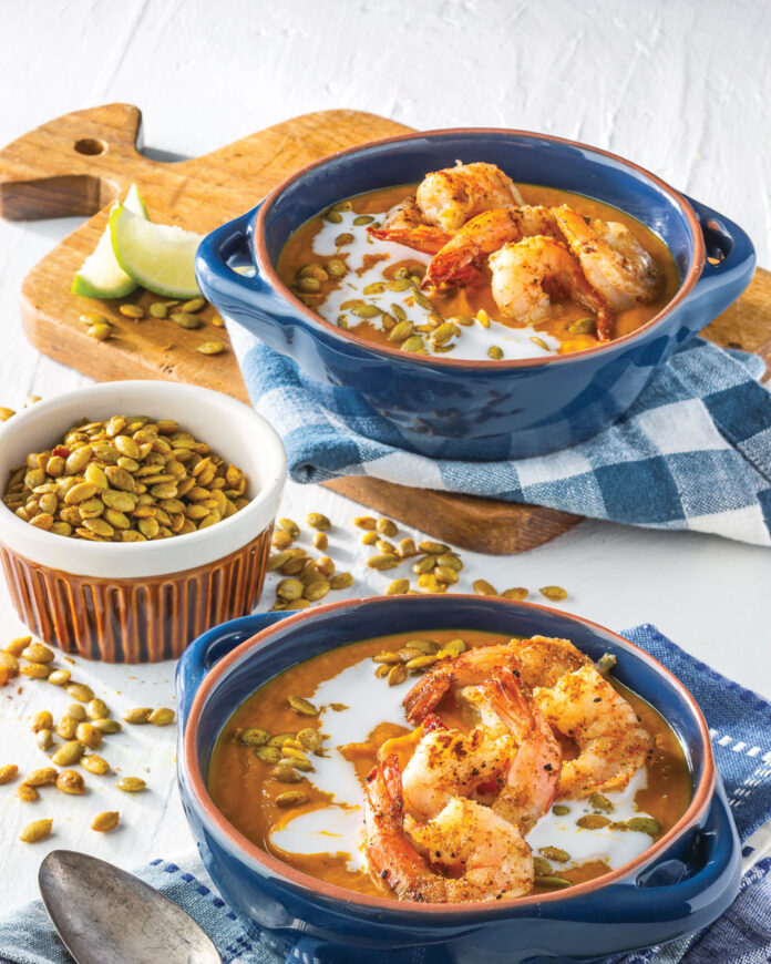Pumpkin Soup with Shrimp