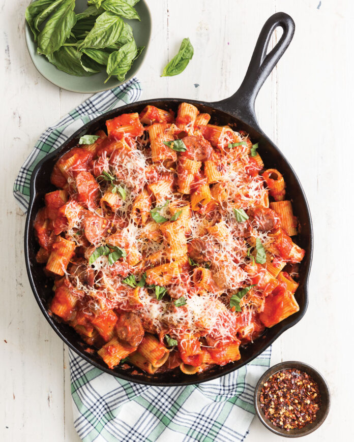 SausagePasta759CSSocial Smoked Sausage and Roasted Pepper Pasta