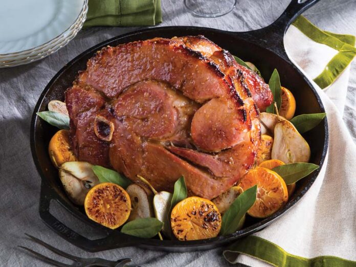 Pear-Clementine Glazed Ham