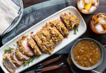Peanut Crusted Pork Tenderloin with Peach Mustard Glaze