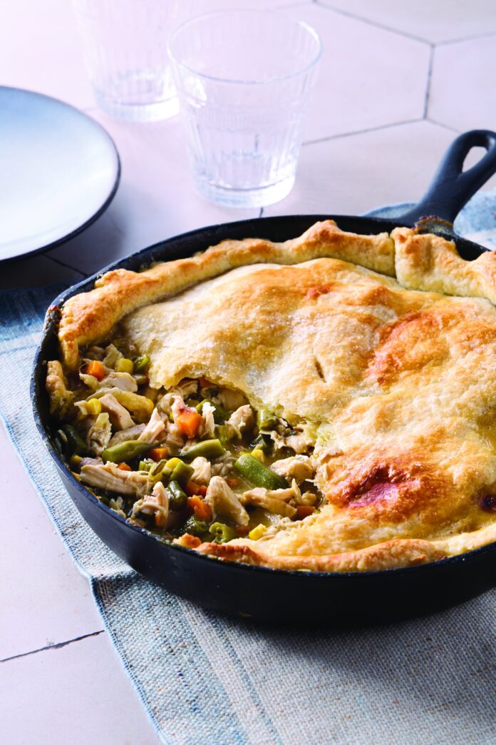 classic chicken pot pie with hearty vegetables