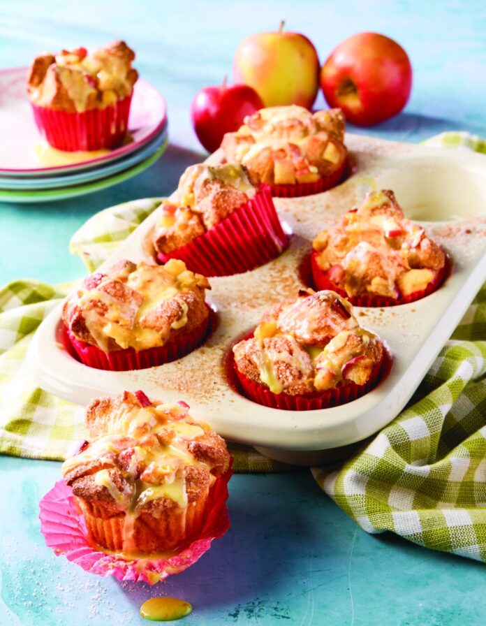 orange glazed apple pull apart muffins